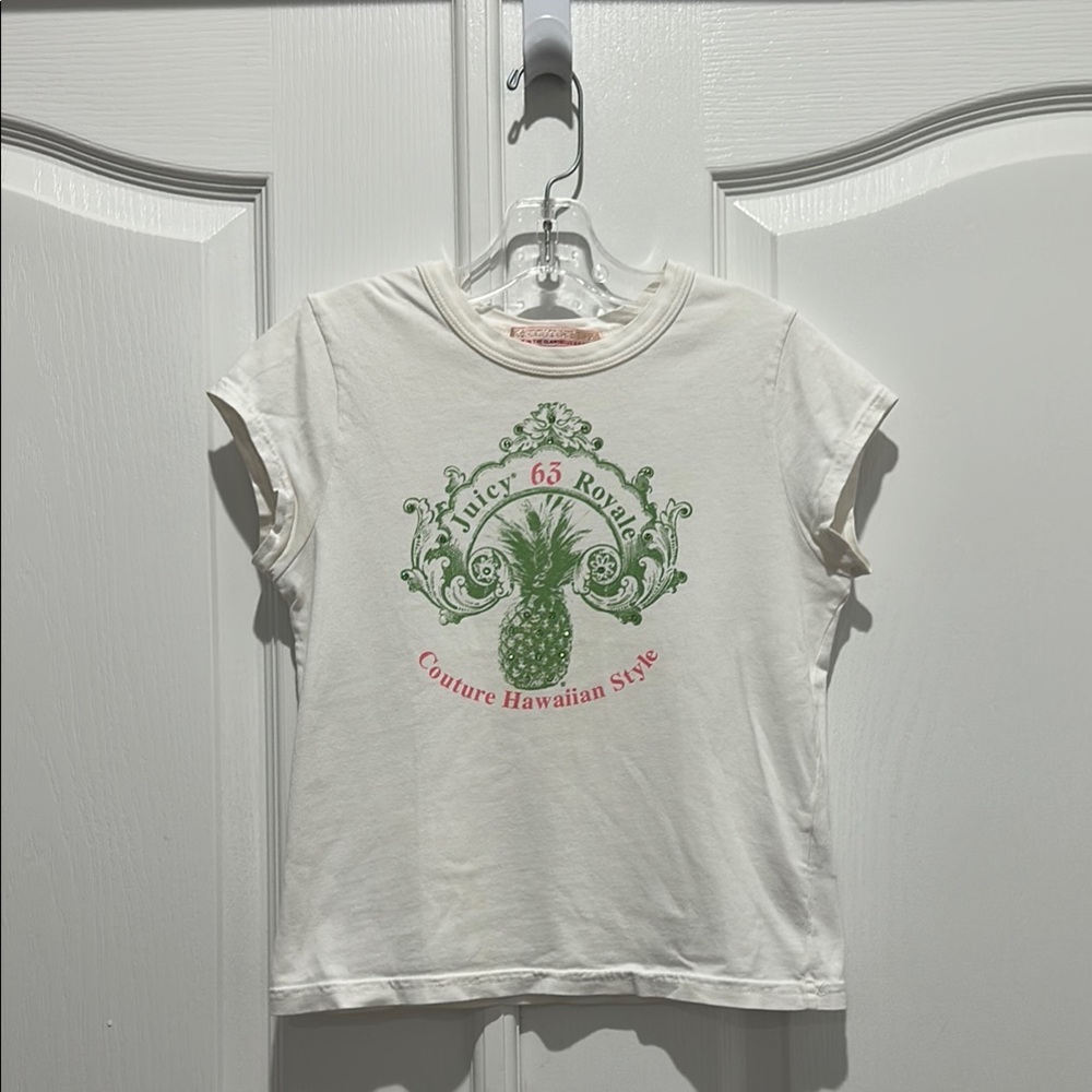 Juicy Couture White and Green Cactus Graphic Tee